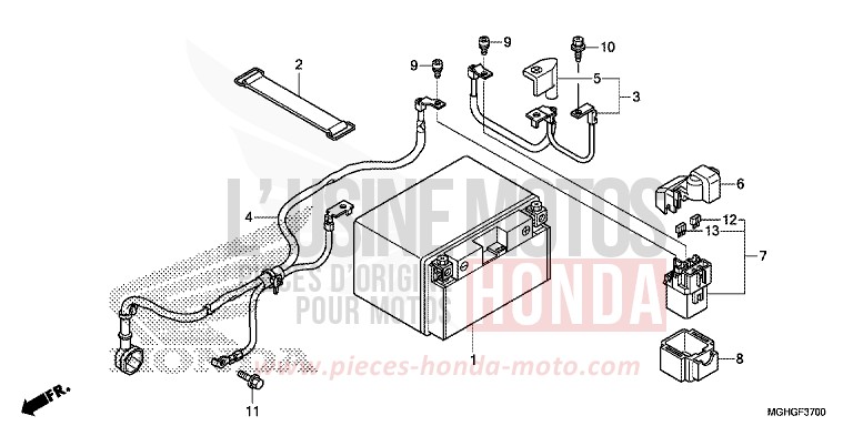 BATTERIE de VFR1200X "Crosstourer" Méca CANDY PROMINENCE RED (R342B) 2016